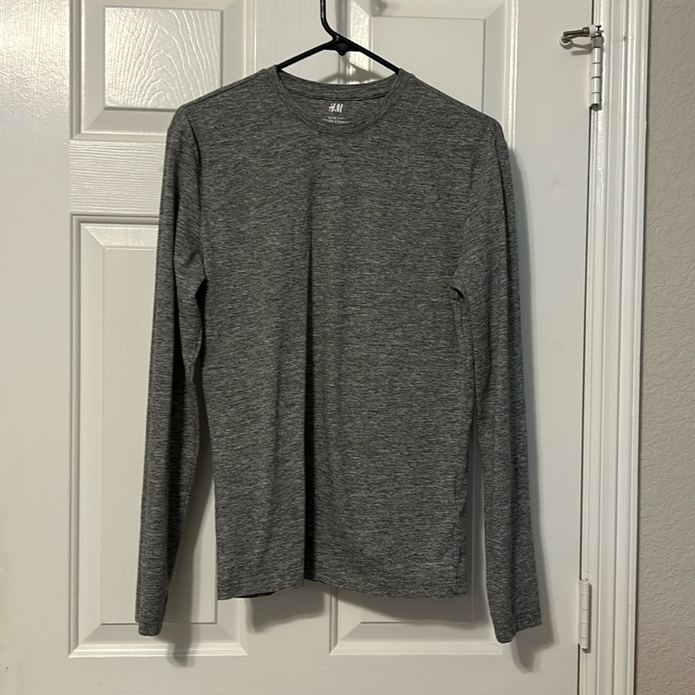 H&M Slim Fit Coupe E Troite Grey Long Sleeve Shirt Size S